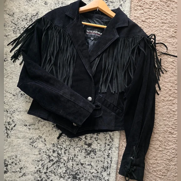 SOLD Vintage Wilsons Leather Suede Fringe Western Jacket Biker Gothic Rodeo - Picture 9 of 14